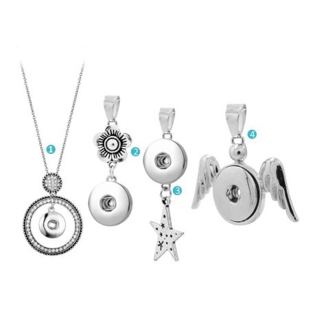 pingentes de joias de botão de pressão de prata personalizados
