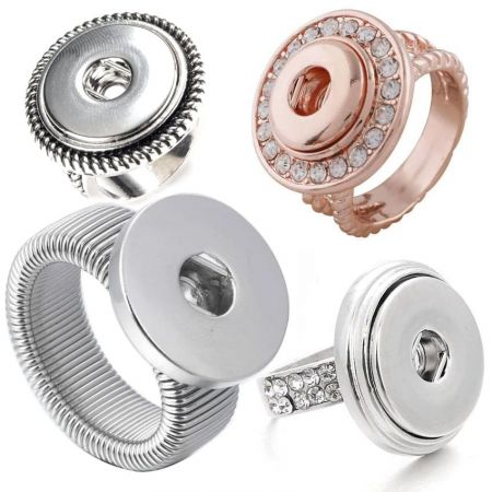 aneis de joias de botão de pressão com logotipo personalizado