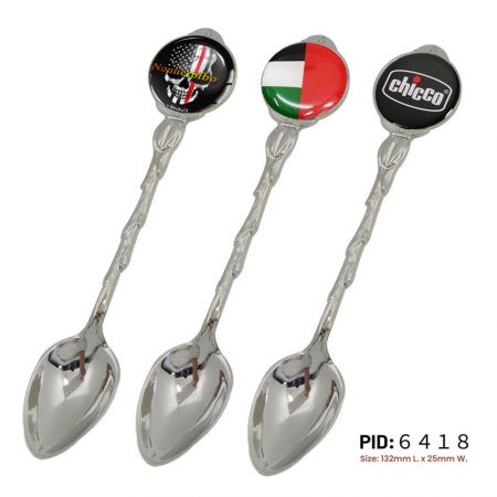 Custom souvenir spoons with epoxy stickers