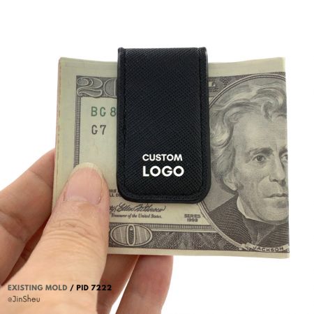 stock shaped magnetic leather money holder