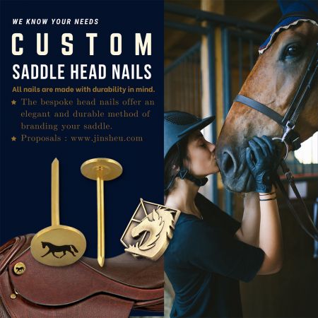 Custom saddle head nail - Custom brass-based metal nail is sure to impress any horse lover.