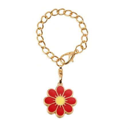 red daisy metal charm