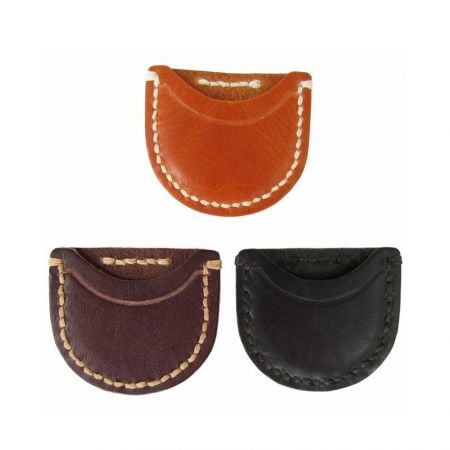 leather military coin holder style in three different leather colors