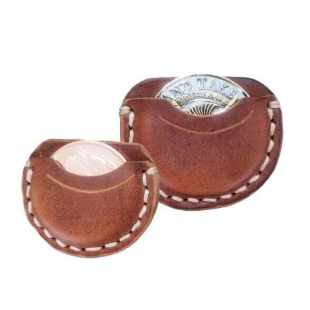 leather coin holders with fine stitching