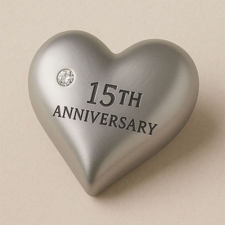 개인화된 사랑의 하트 15주년 라인스톤 종이무게