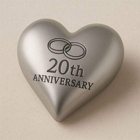 20주년이 새겨진 맞춤형 하트 기념일 종이무게