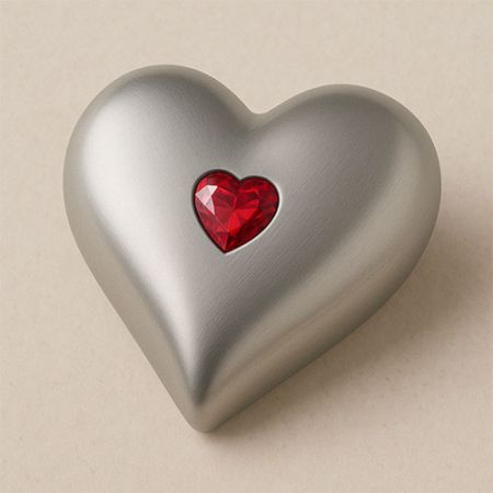 빨간 하트 모양의 라인스톤 장식이 있는 하트 종이무게