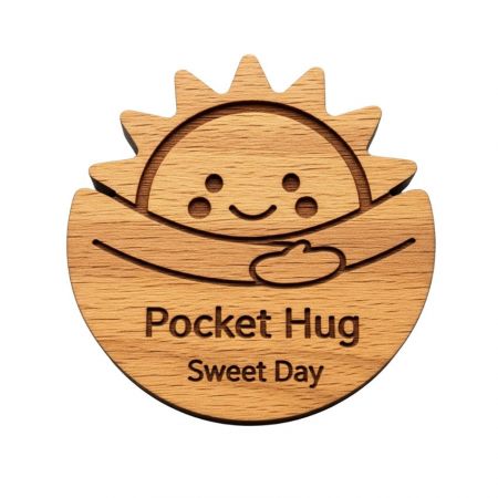 Pocket hug token with sun design to brighten someone's day with comfort