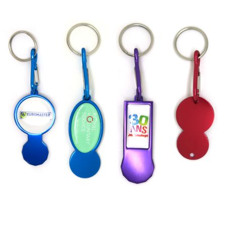 Móc khóa đồng xu xe đẩy bằng nhôm thiết kế mở - chìa khóa xe đẩy