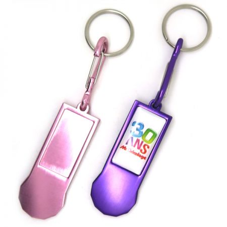 Rektangulær aluminium indkøbsvognsmønt nøglering