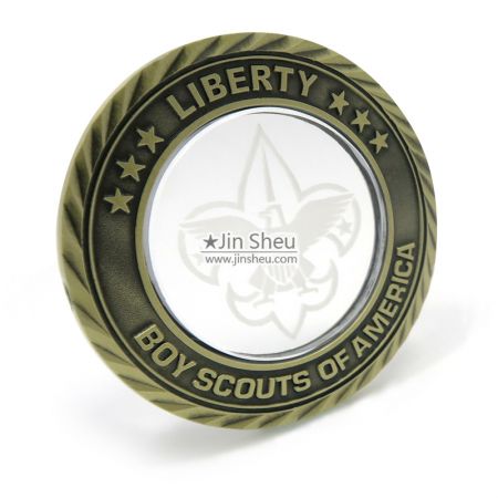 Challenge Coins with Crystal - boy scout crystal metal coins