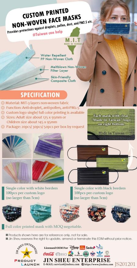 Tilpassede trykte ikke-vævede ansigtsmasker hjælper med at fremme bevidstheden om folkesundhed - Promoverings ansigtsmasker med logo