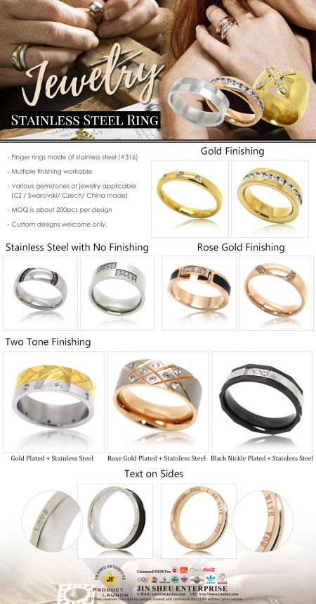 Anéis de aço inoxidável para joias