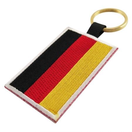 Étiquettes de clés entièrement brodées - Porte-clés brodés avec drapeau de l'Allemagne