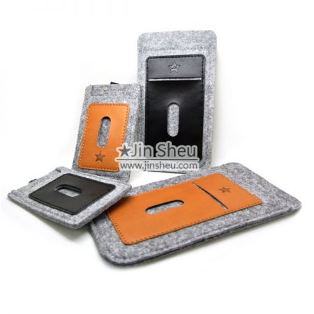 Borsa per telefono in pelle e feltro