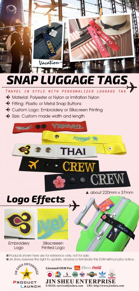 Étiquettes de bagages personnalisées Snap