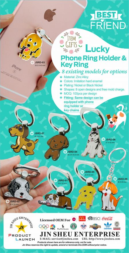 Lucky Phone Ring Holder & Key Ring - Dog Theme Phone Ring Holder