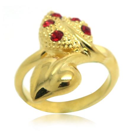 Pozłacany pierścionek z kamieniem szlachetnym - złoty pierścionek z pozłacanym kamieniem szlachetnym