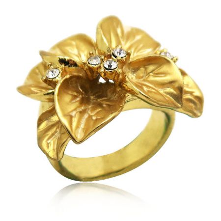 guld 3D blomstring ring