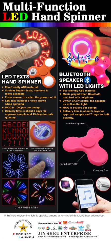Wielofunkcyjne kręcące się ręczne spinnerki LED