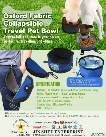 Oxford Fabric Collapsible Travel Dog Bowl