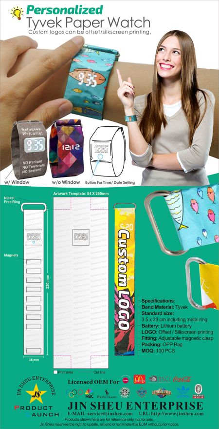 Relógio de Papel Tyvek Personalizado - Relógio de Papel Personalizado