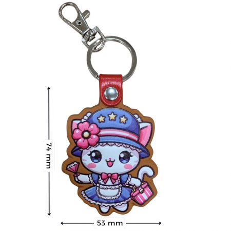 dimension of the lady cat leather keychain