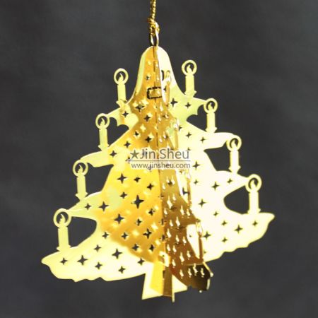 Hanging Ornaments - Metal Xmas tree-shaped decorations