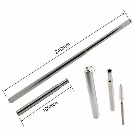 Ống hút kim loại có thể thu gọn tái sử dụng - Ống hút uống nước thép không gỉ có thể thu gọn