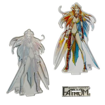 Fathom acrylic standee front and back