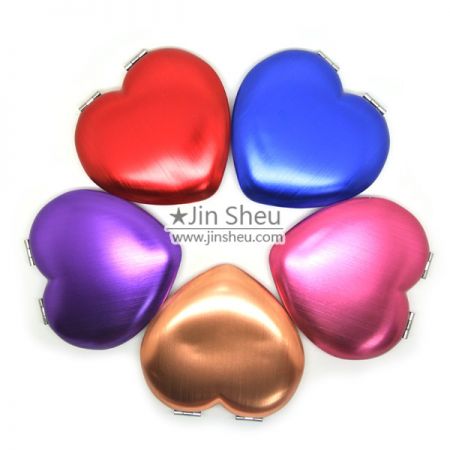 Heart Shaped Anodized Makeup Hand Mirrors