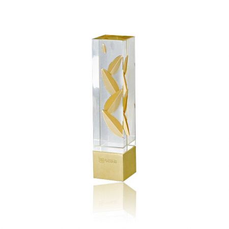 Lucite trophy with metal embedded