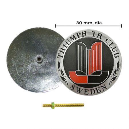 front and back of car emblem with screw nut and post
