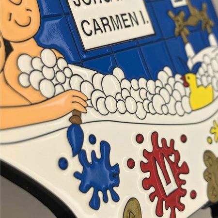 Dettagli ravvicinati della stampa e della colorazione della medaglia di carnevale