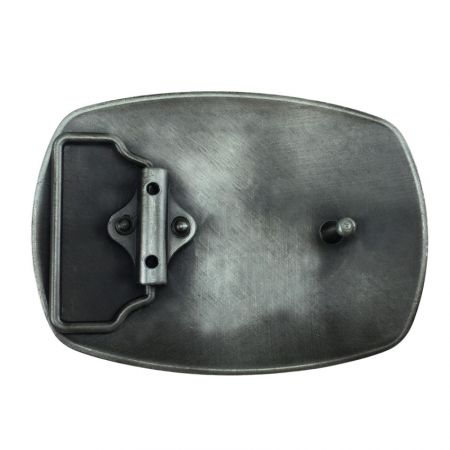 Backside view of medieval-inspired belt buckle for 40mm straps