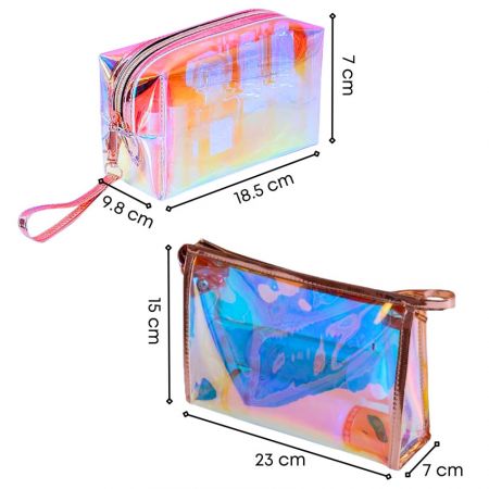 Mål på klare sminkeposer