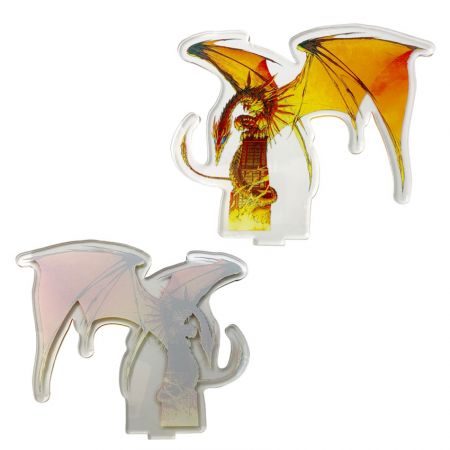 front and back view of dragon standee