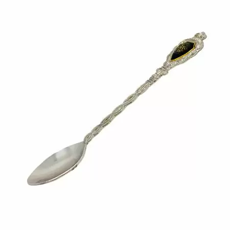 エポキシステッカーが付いた記念スプーンの四分の一ビュー