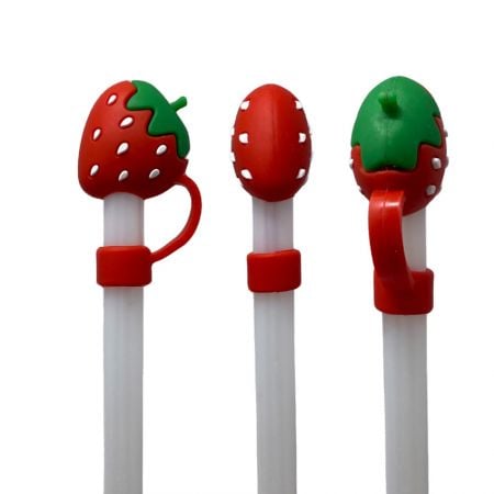 a strawberry designed straw cap cover