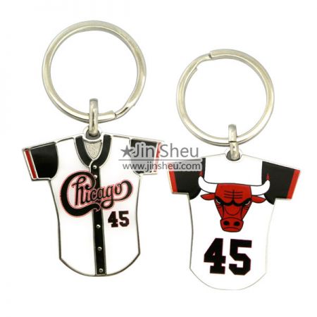 Llaveros de jersey de béisbol con impresión digital - llavero de chaqueta de los Chicago Bulls