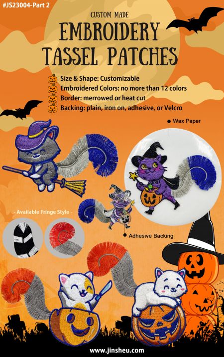 Leaflet- Custom Halloween Custom Embroidery Tassel Patches
