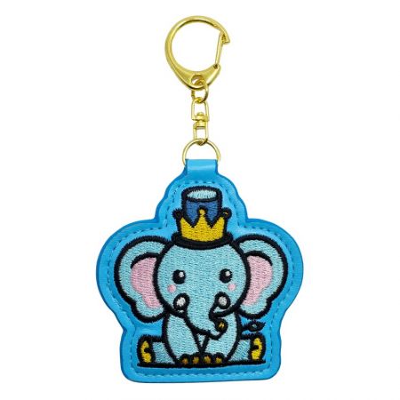 kirjailtu nahka avaimenperä - elefantti kirjailtu nahka avaimenperä