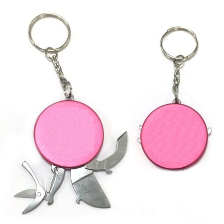 Rozsdamentes acél zsebes összecsukható olló + üvegnyitó + kés eszközkészlet kulcstartóval