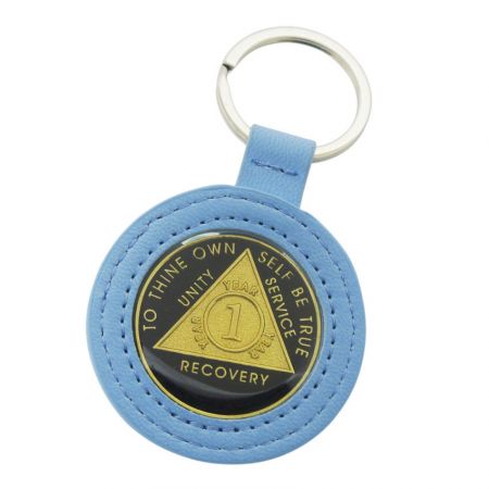 wholesale PU leather AA medallion holder keychain
