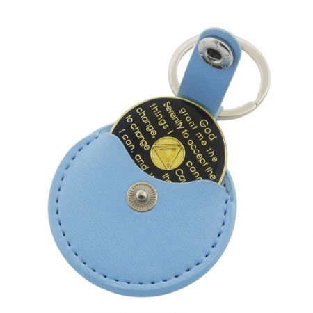 promotional leather recovery coin holder keychain