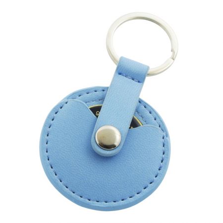 porte-clés promotionnel en cuir avec bouton-pression pour pièce de monnaie