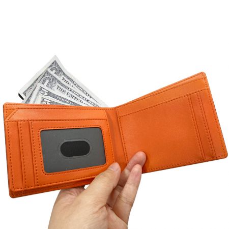 billetera corta de cuero y fibra de carbono personalizada
