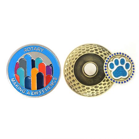 Magnetyczne monety golfowe z znacznikiem piłki golfowej do wyzwania - Antyczny magnetyczny znacznik piłki golfowej w formie monety do wyzwania