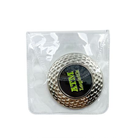custom golf coin ball marker with PVC bag