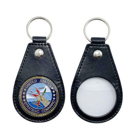 Wholesale Leather Coin Holder Key Fob - wholesale leather medallion holder keychain for challenge coin